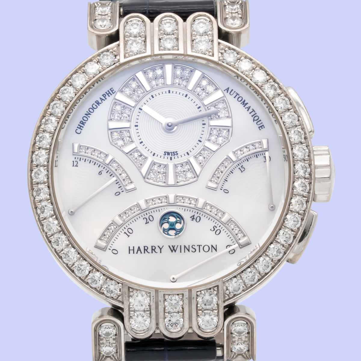 Harry Winston Premier Excenter Chronograph 200/MCRA39WL.MD/D3.1 Mother of Pearl Dial on Leather 2020