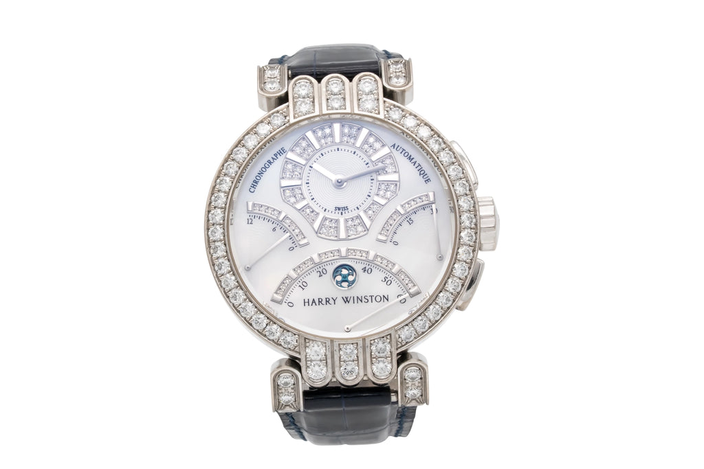 Harry Winston Premier Excenter Chronograph 200/MCRA39WL.MD/D3.1 Mother of Pearl Dial on Leather 2020