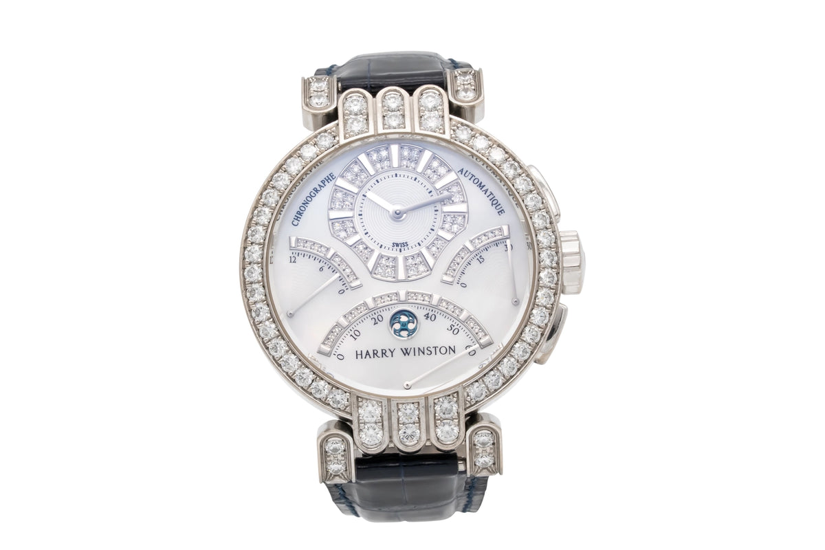 Harry Winston Premier Excenter Chronograph 200/MCRA39WL.MD/D3.1 Mother of Pearl Dial on Leather 2020