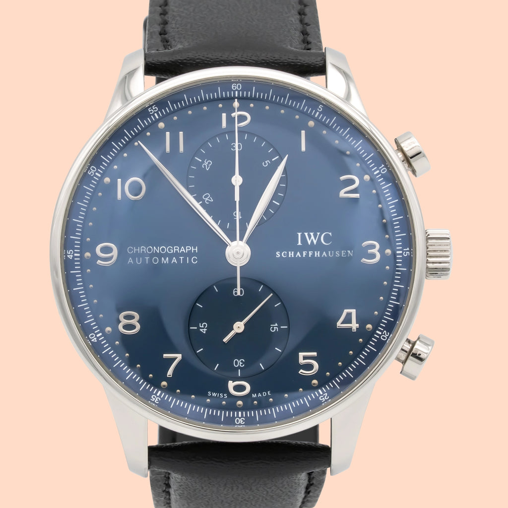 IWC Portugieser Chronograph IW371491 Blue Dial on Leather 2020