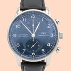 IWC Portugieser Chronograph IW371491 Blue Dial on Leather 2020