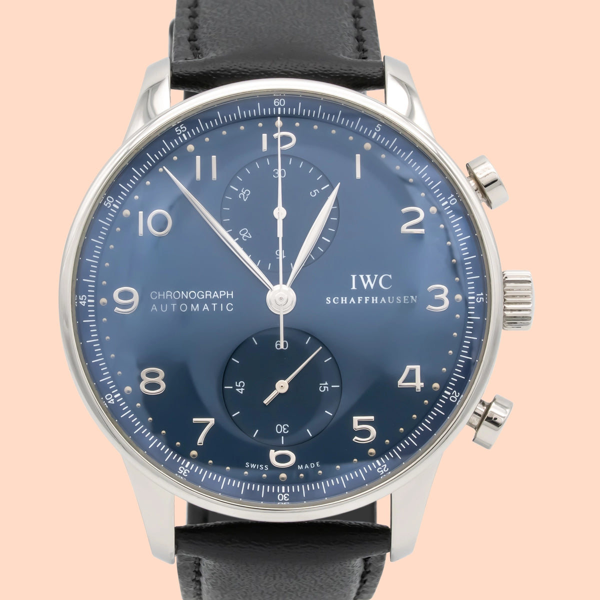 IWC Portugieser Chronograph IW371491 Blue Dial on Leather 2020