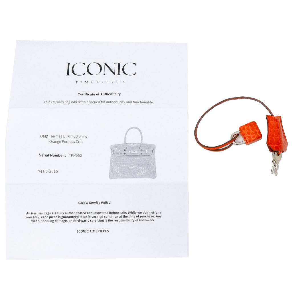 Hermès Birkin 30 Geranium Shiny Niloticus Crocodile Palladium Hardware 2015