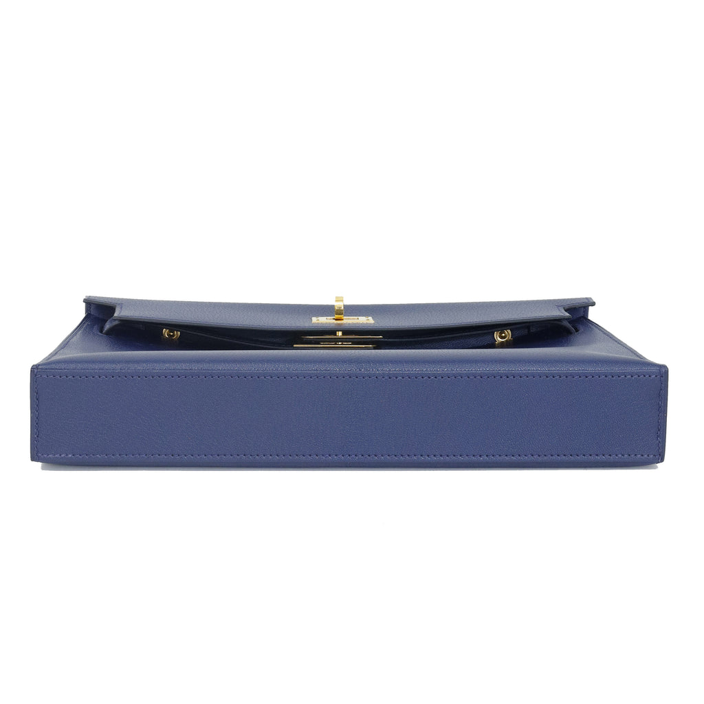 Hermès Kelly Cut Bleu Encre Chèvre Mysore Gold Hardware 2021