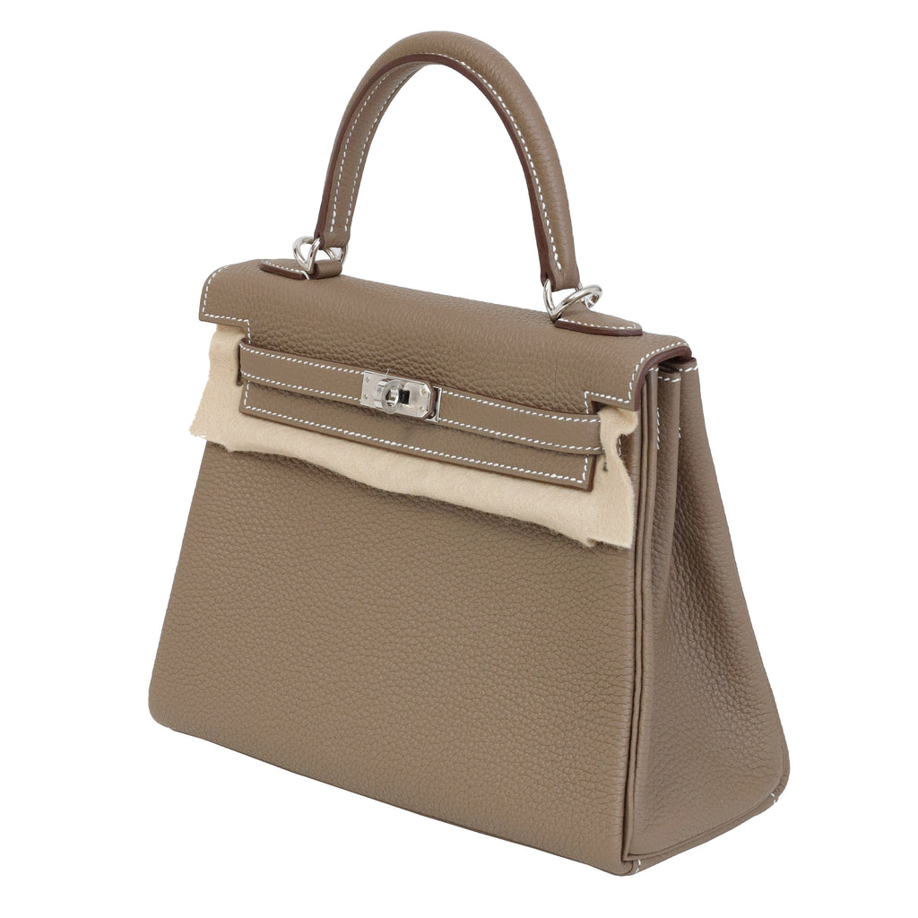 Hermès Kelly 25 Etoupe Togo Palladium Hardware 2024