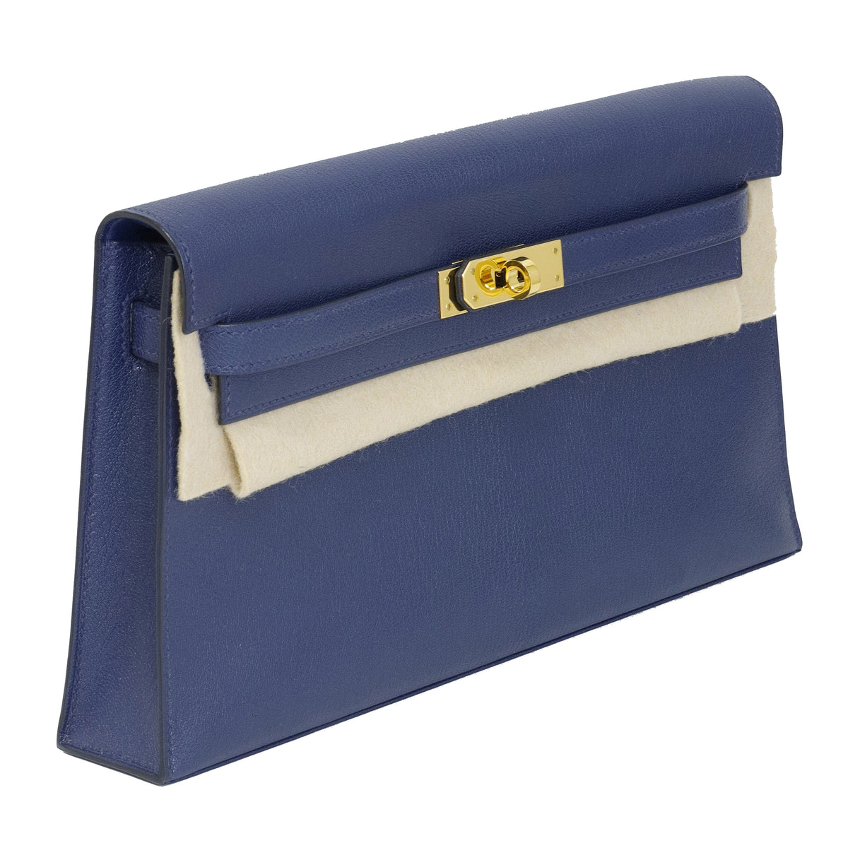 Hermès Kelly Cut Bleu Encre Chèvre Mysore Gold Hardware 2021