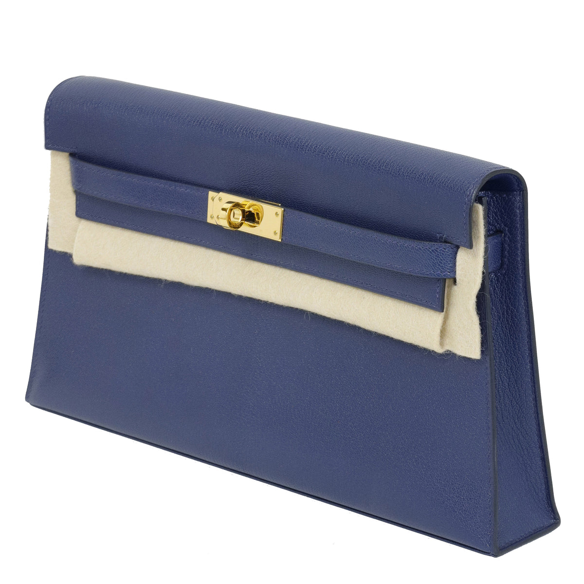 Hermès Kelly Cut Bleu Encre Chèvre Mysore Gold Hardware 2021