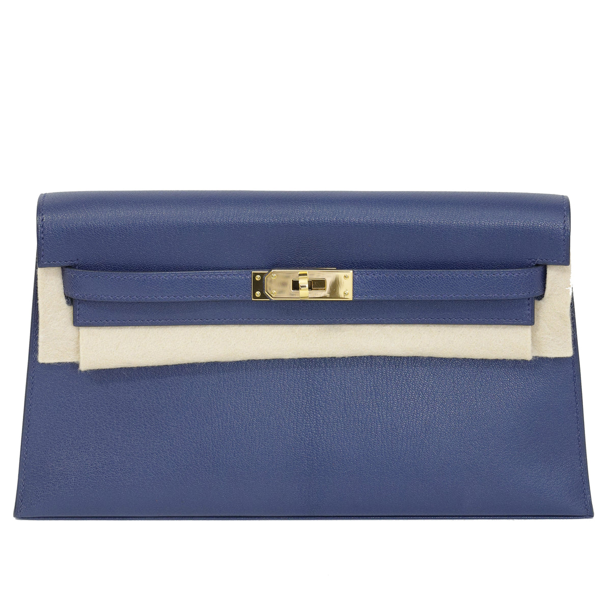 Hermès Kelly Cut Bleu Encre Chèvre Mysore Gold Hardware 2021