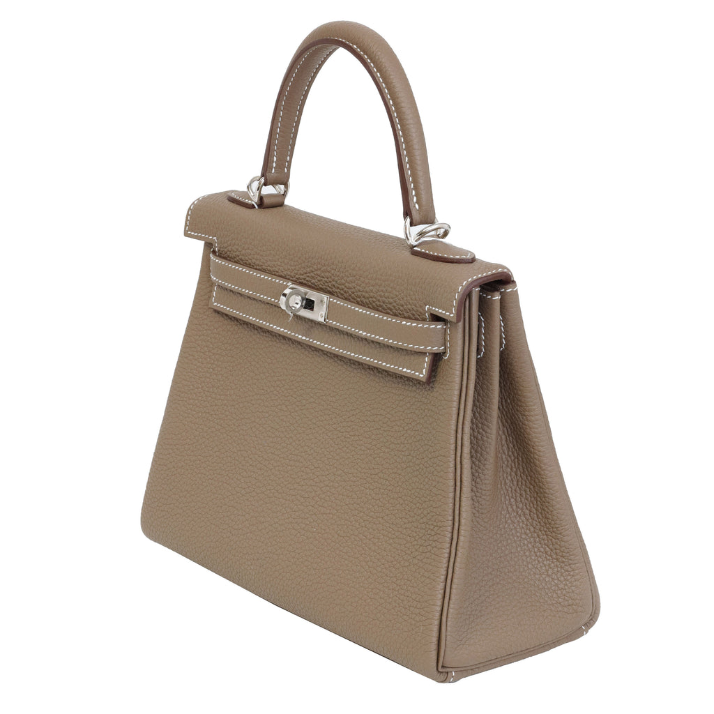 Hermès Kelly 25 Etoupe Togo Palladium Hardware 2024