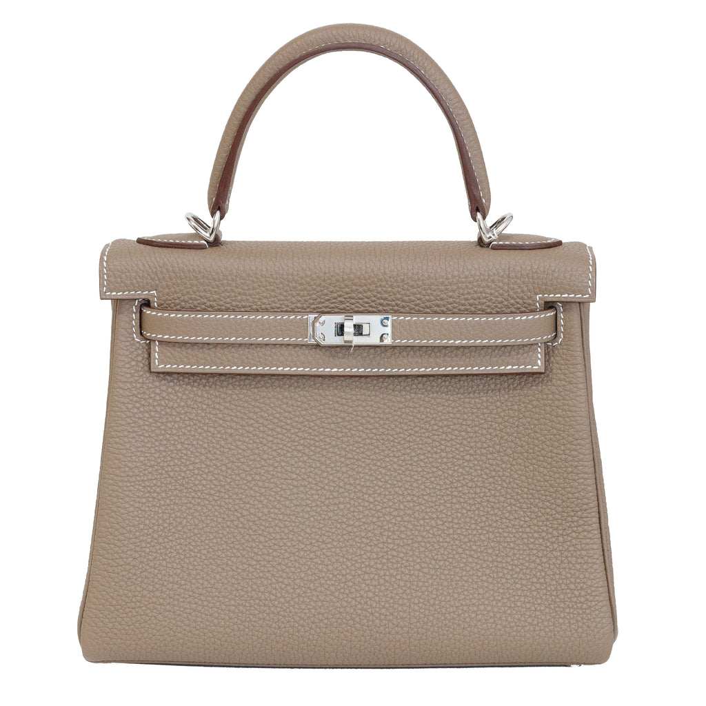 Hermès Kelly 25 Etoupe Togo Palladium Hardware 2024