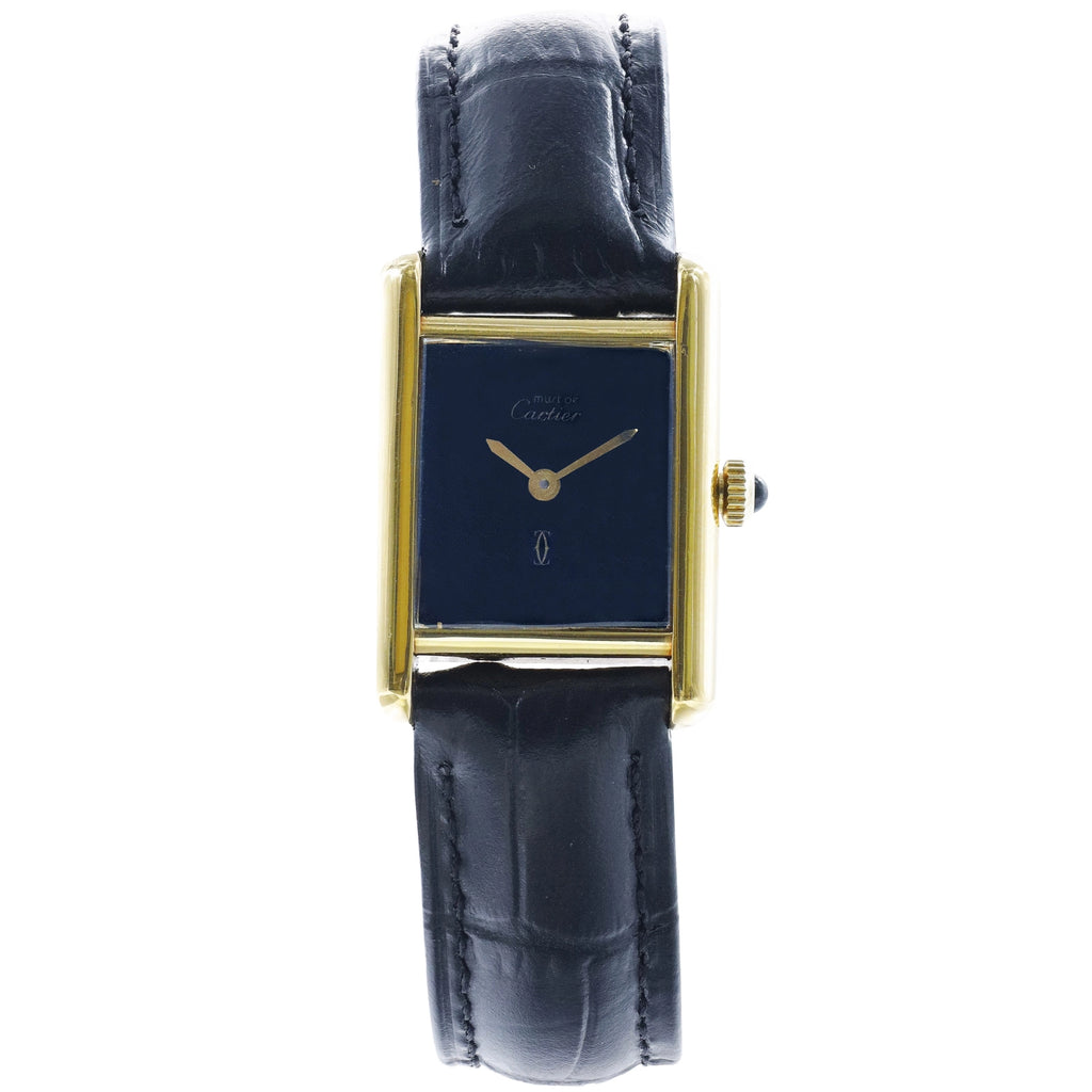 Cartier Tank Black Dial on Leather