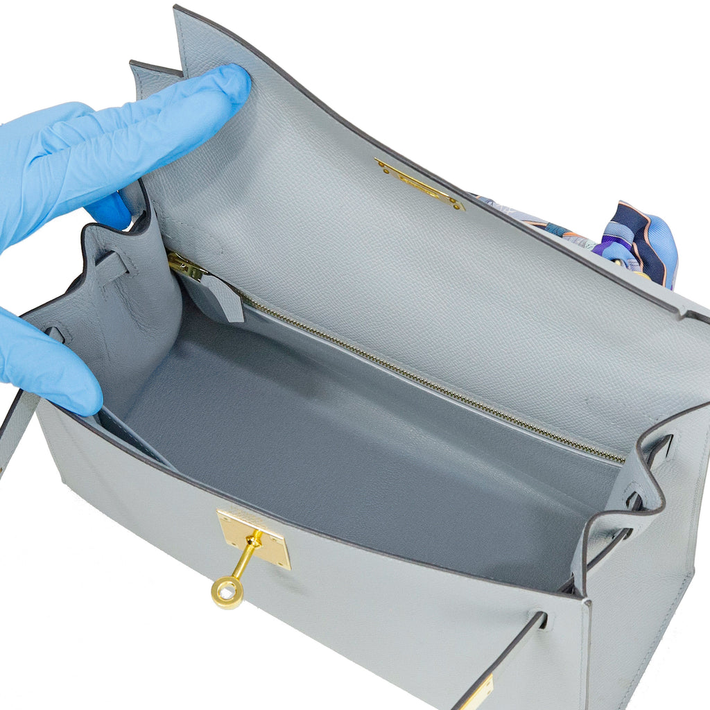 Hermès Kelly 28 Sellier Bleu Glacier Epsom Gold Hardware 2025