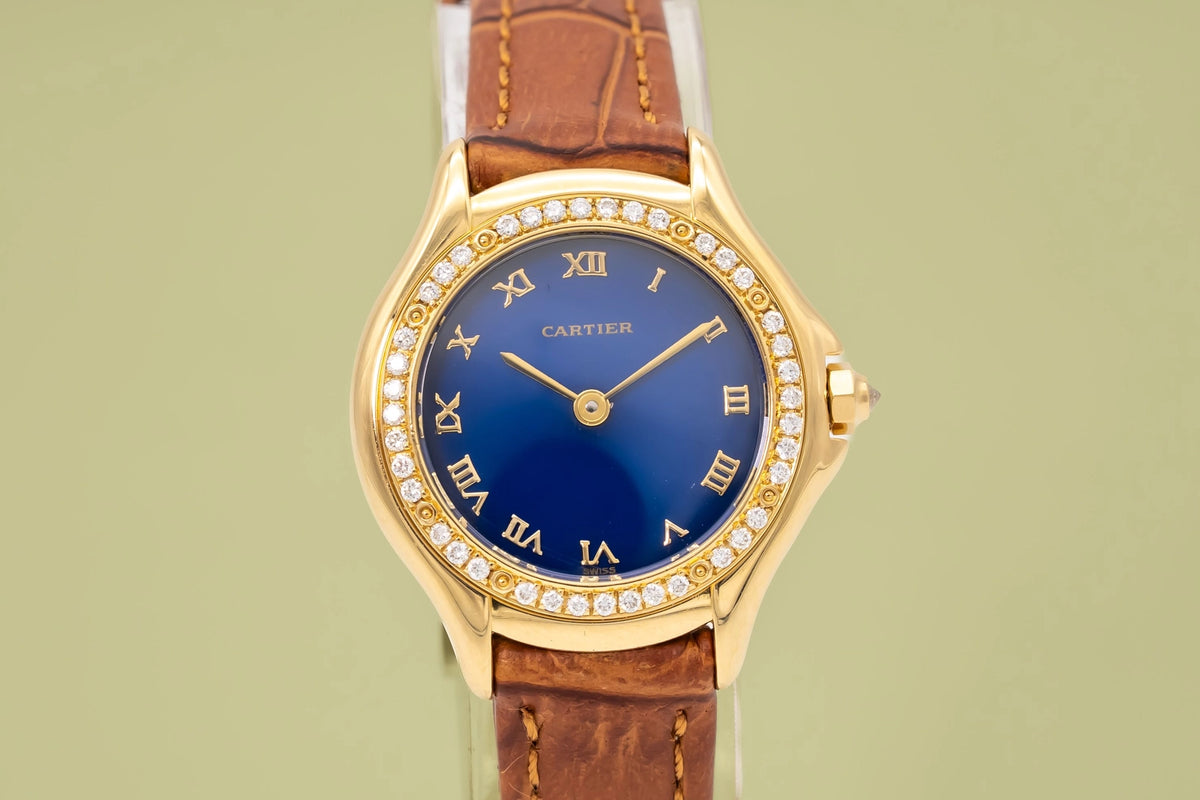 Cartier Cougar 887907 Blue Dial on Leather 1990