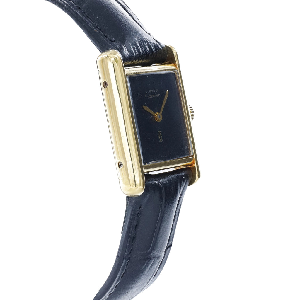 Cartier Tank Black Dial on Leather