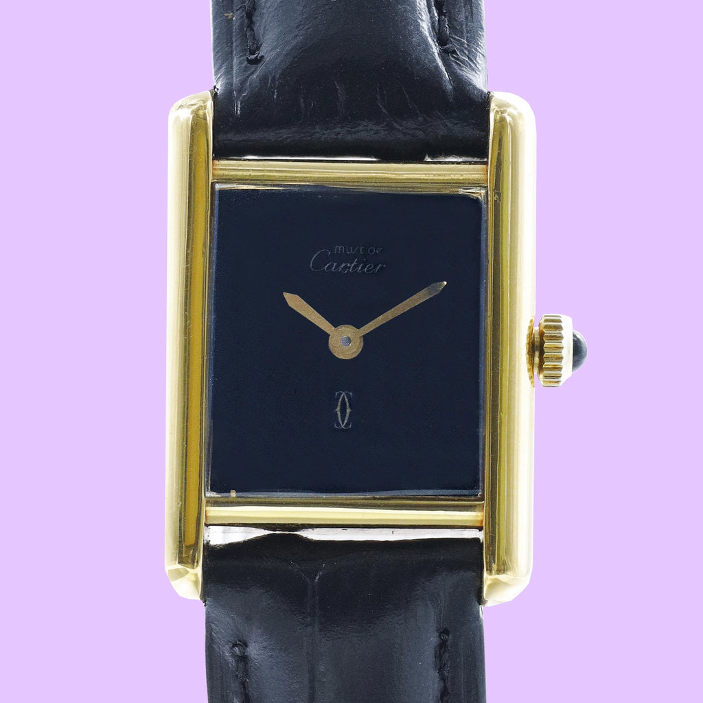 Cartier Tank Black Dial on Leather
