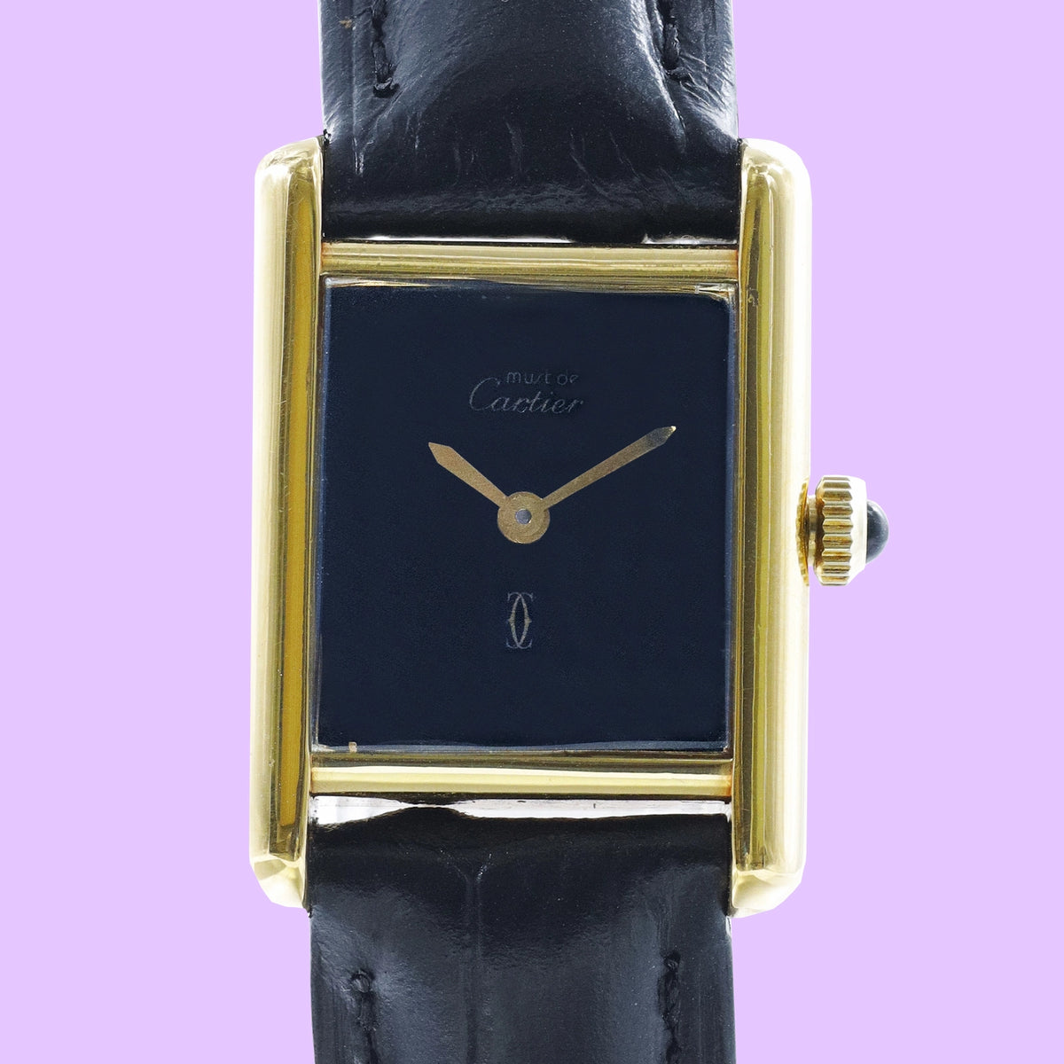 Cartier Tank Black Dial on Leather
