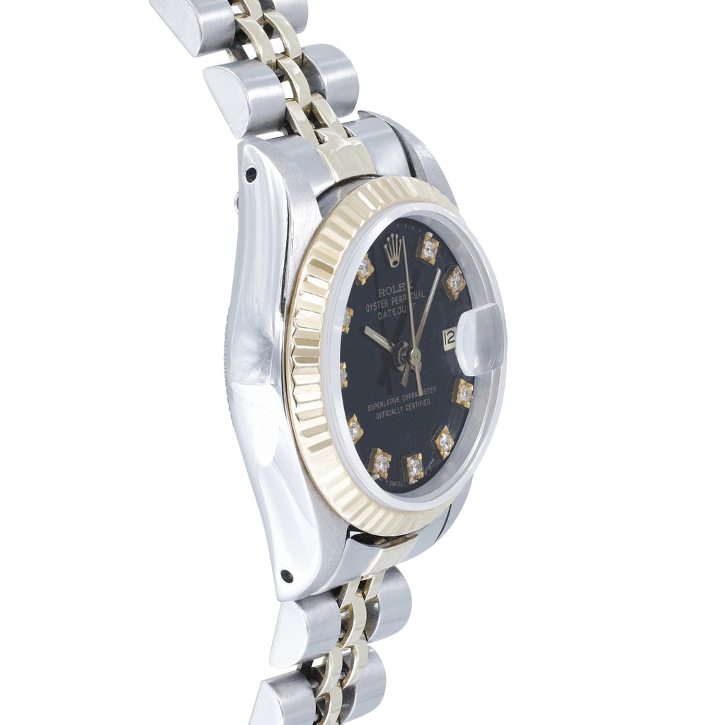 Rolex Datejust Lady 69173 Black Diamond Dial on Jubilee 1990