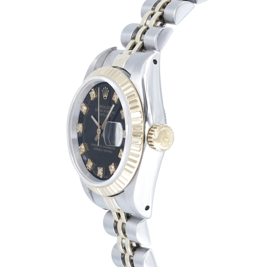 Rolex Datejust Lady 69173 Black Diamond Dial on Jubilee 1990
