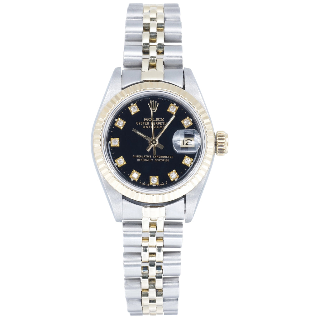 Rolex Datejust Lady 69173 Black Diamond Dial on Jubilee 1990