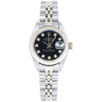 Rolex Datejust Lady 69173 Black Diamond Dial on Jubilee 1990