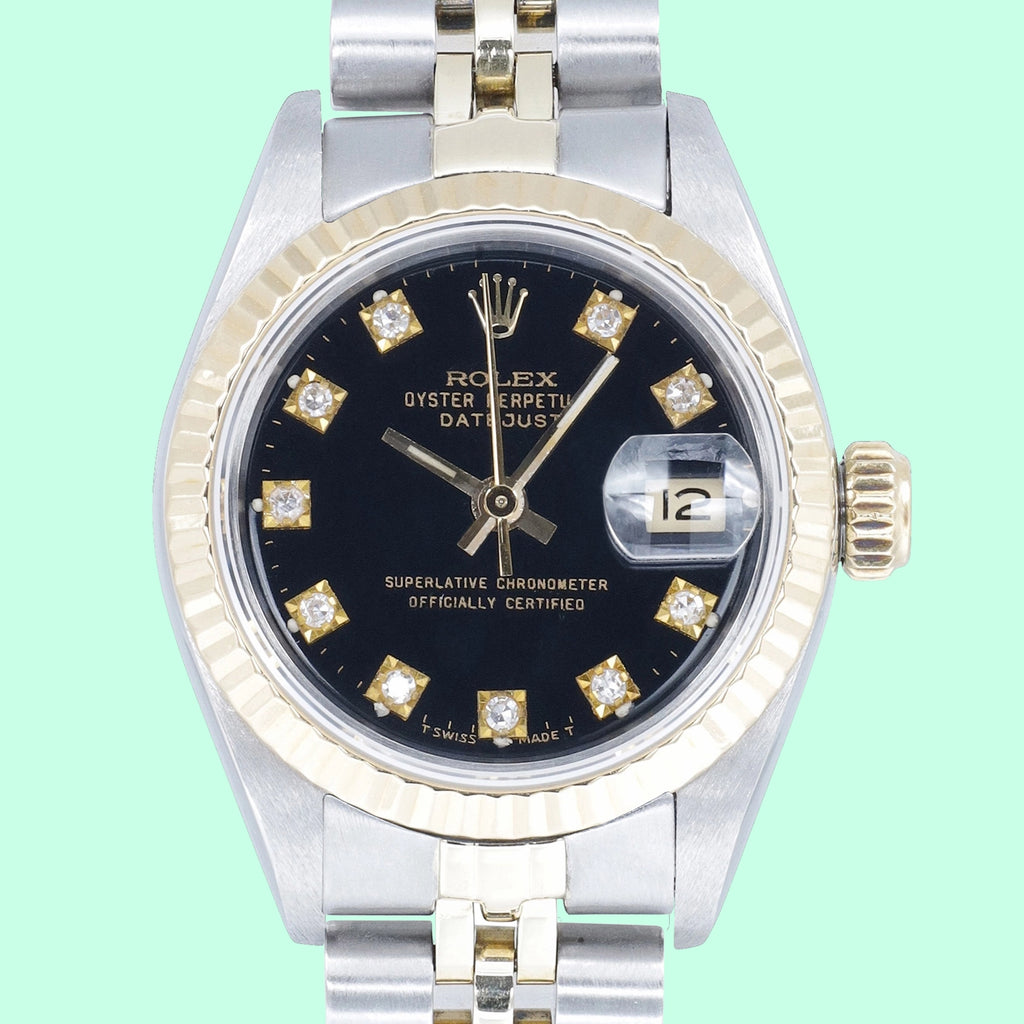 Rolex Datejust Lady 69173 Black Diamond Dial on Jubilee 1990