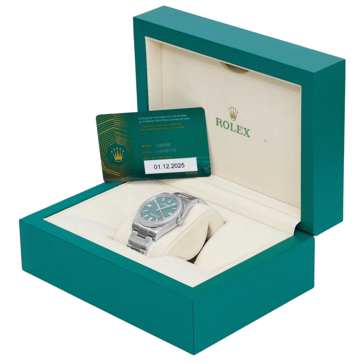 Rolex Oyster Perpetual 36 126000 Green Index Dial on Oyster 2025