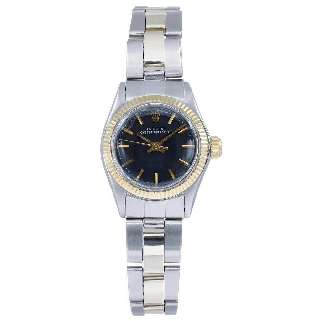 Rolex Oyster Perpetual 6618 Black Dial on Gold/Steel 1970