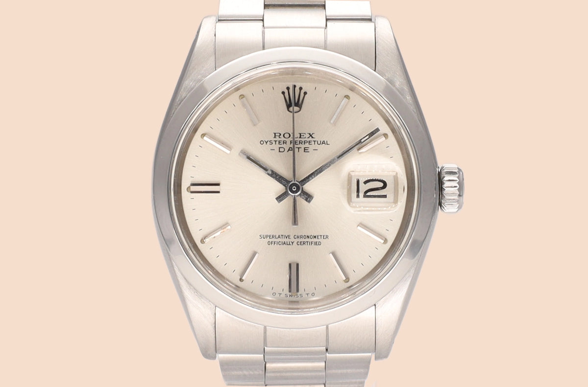Rolex Oyster Perpetual Date 1500 Silver Dial on Steel 1973