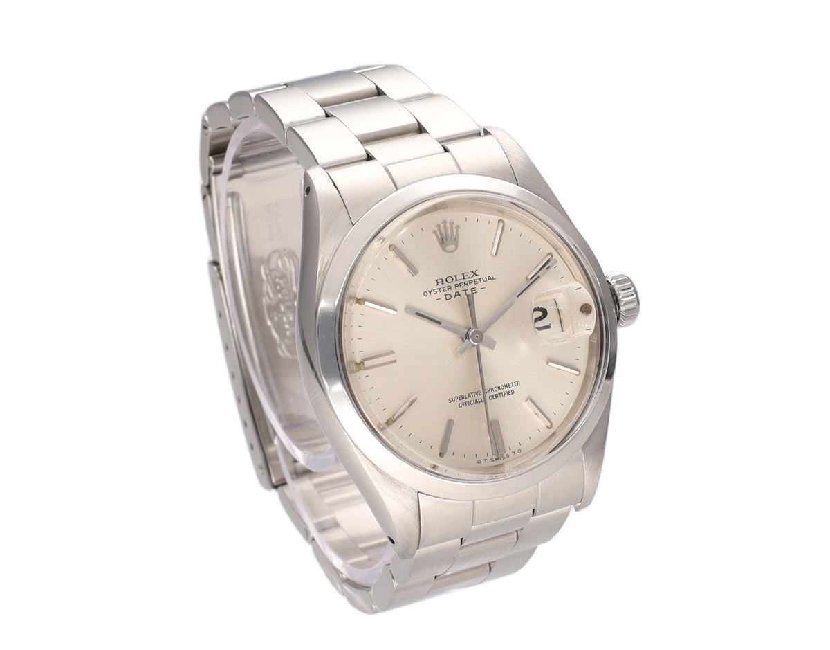 Rolex Oyster Perpetual Date 1500 Silver Dial on Steel 1973