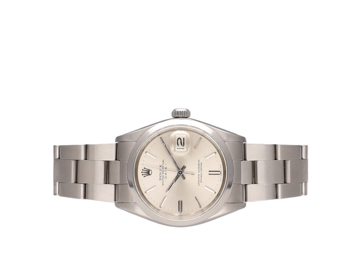 Rolex Oyster Perpetual Date 1500 Silver Dial on Steel 1973