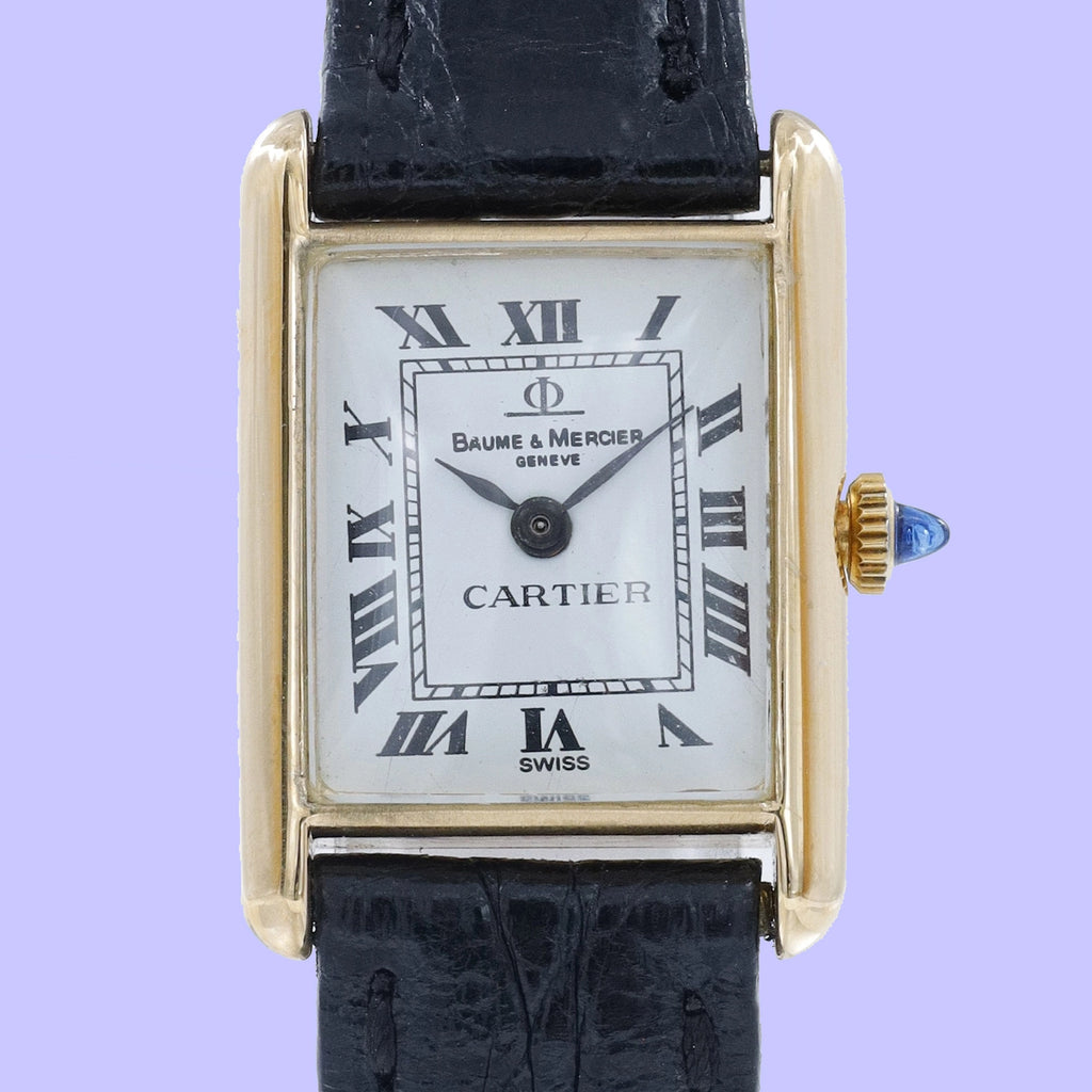 Baume & Mercier Tank 38307 White Dial on Leather 1974