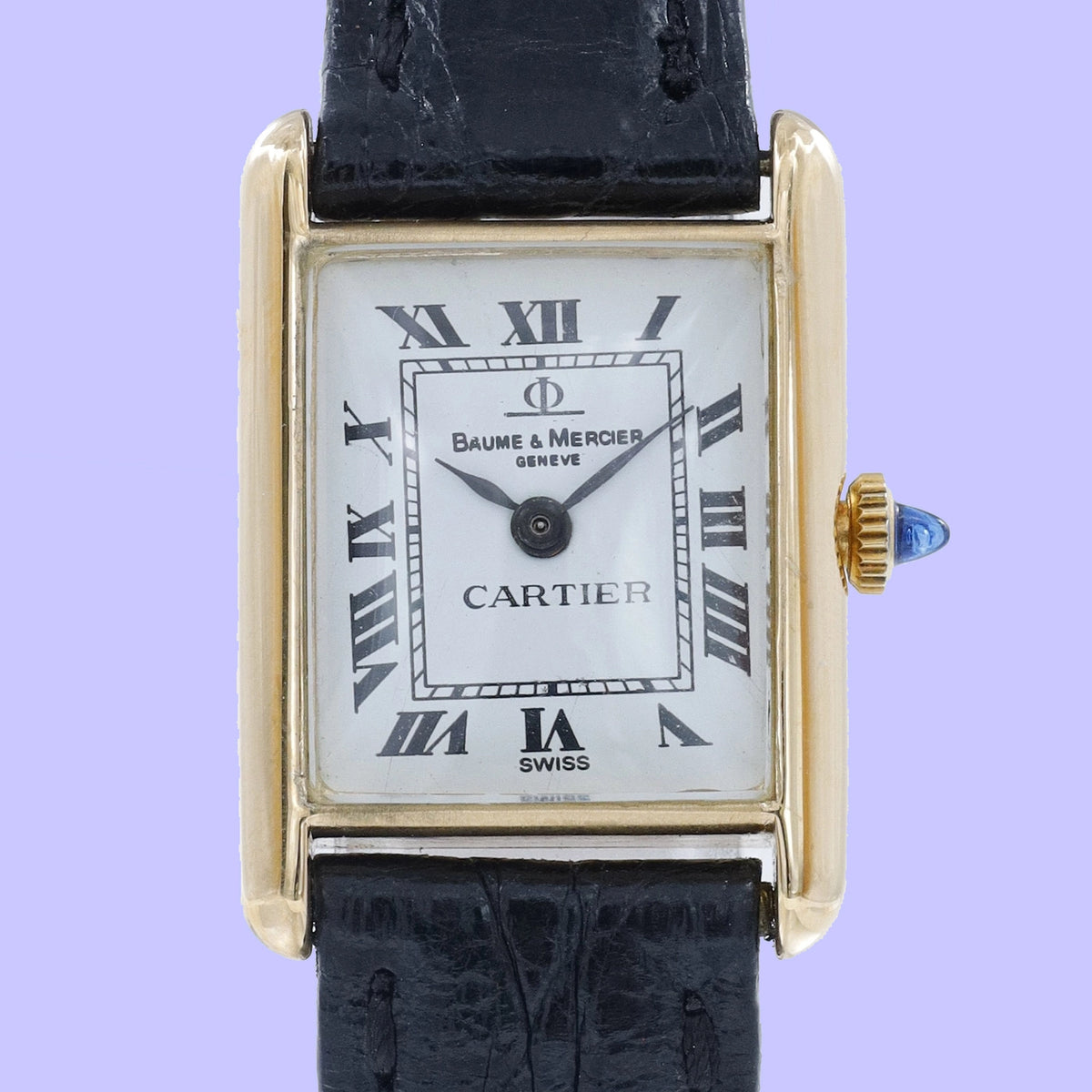 Baume & Mercier Tank 38307 White Dial on Leather 1974
