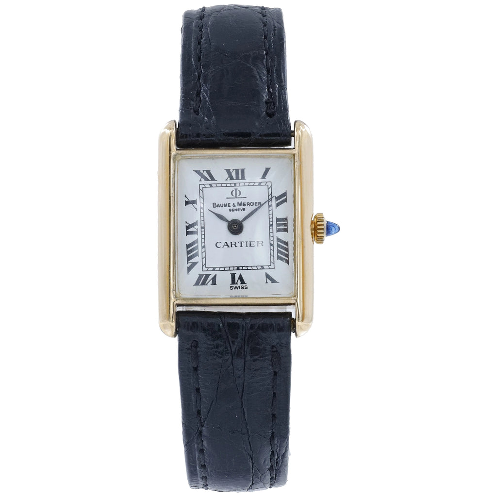 Baume & Mercier Tank 38307 White Dial on Leather 1974