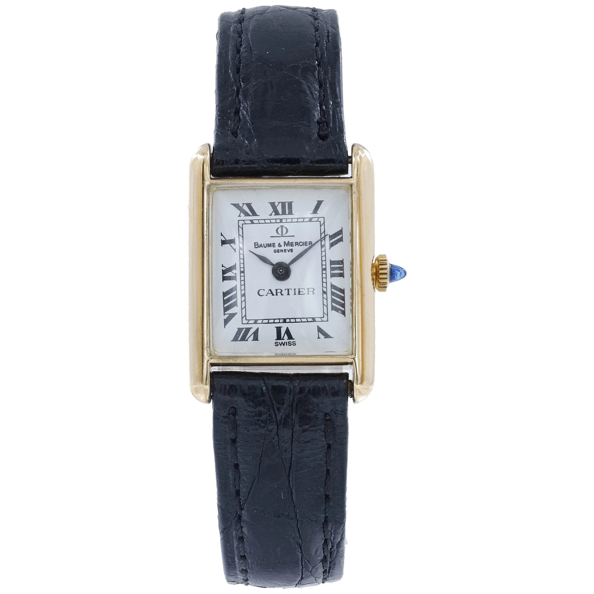 Baume & Mercier Tank 38307 White Dial on Leather 1974