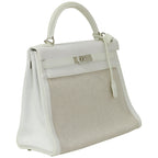Hermès Kelly 32 Blanc Toile and Togo Palladium Hardware 2005