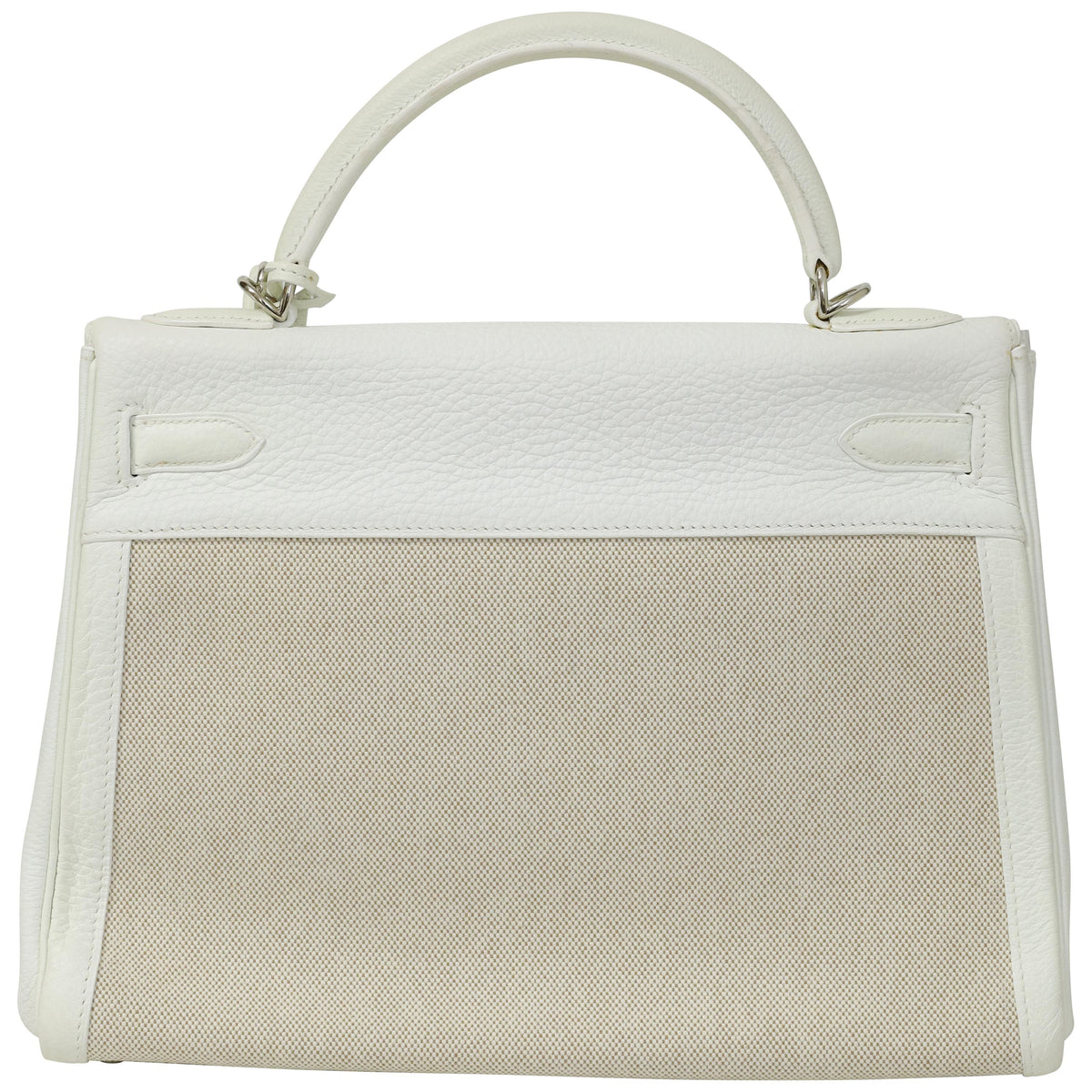 Hermès Kelly 32 Blanc Toile and Togo Palladium Hardware 2005