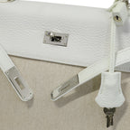 Hermès Kelly 32 Blanc Toile and Togo Palladium Hardware 2005