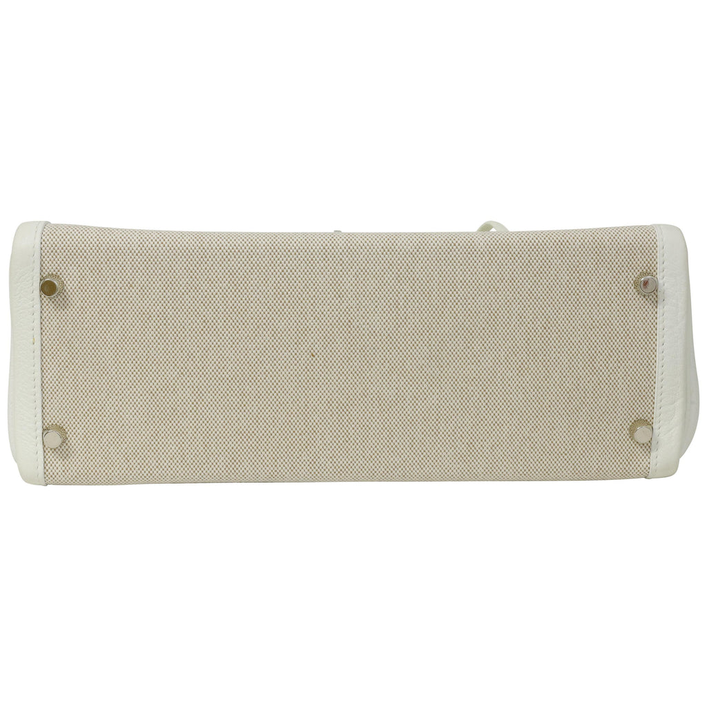 Hermès Kelly 32 Blanc Toile and Togo Palladium Hardware 2005