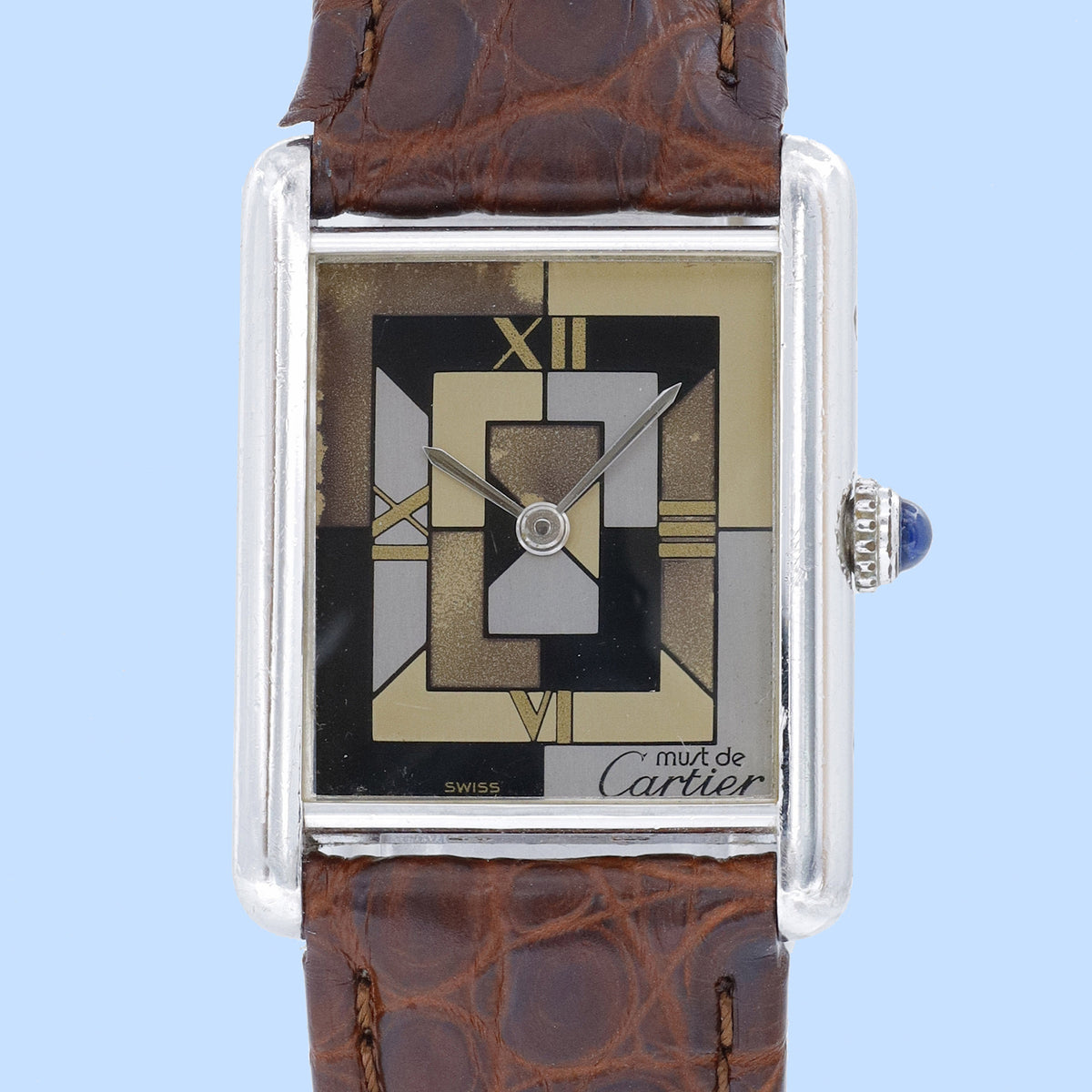 Cartier Tank 1616 Art Deco Dial on Leather 1995