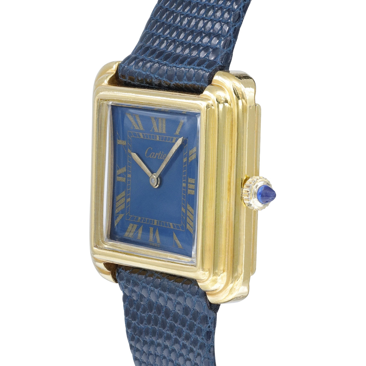 Cartier Tank 5512117 Blue Dial on Leather