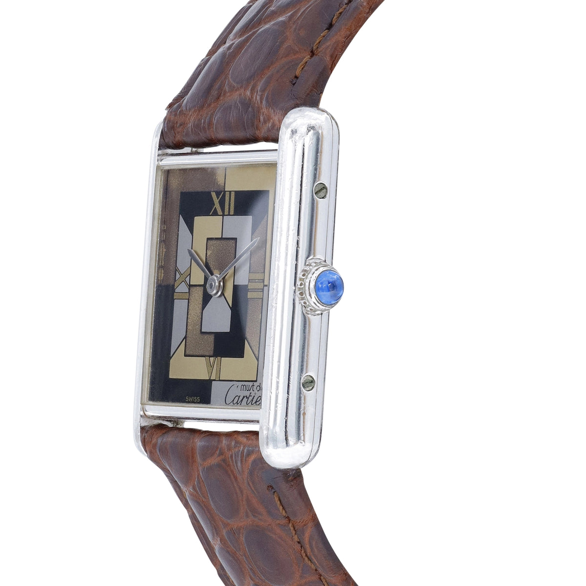 Cartier Tank 1616 Art Deco Dial on Leather 1995