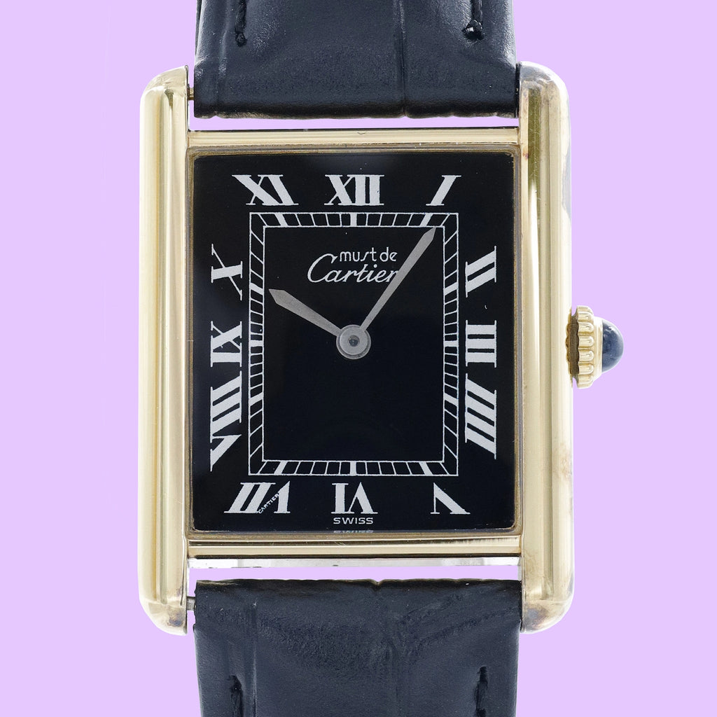 Cartier Tank Black Dial on Leather