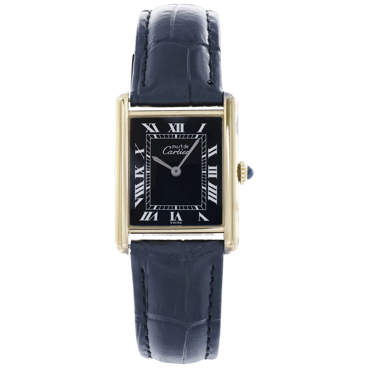 Cartier Tank Black Dial on Leather