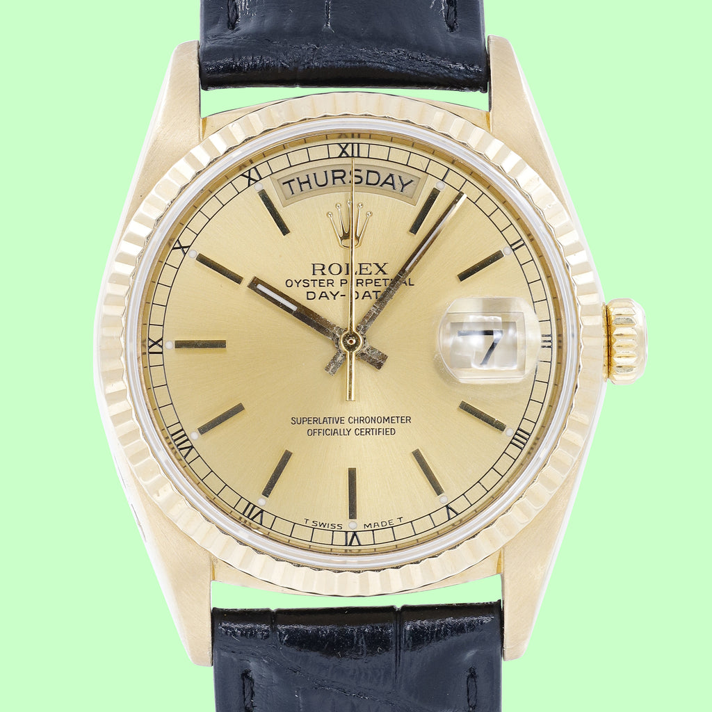 Rolex Day-Date 18038 Champagne Dial on Leather