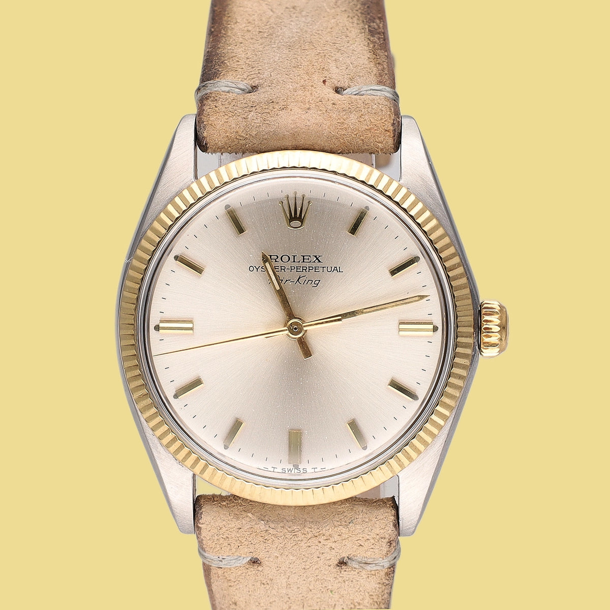 Rolex Air King 5501 Silver Dial on Leather 1967