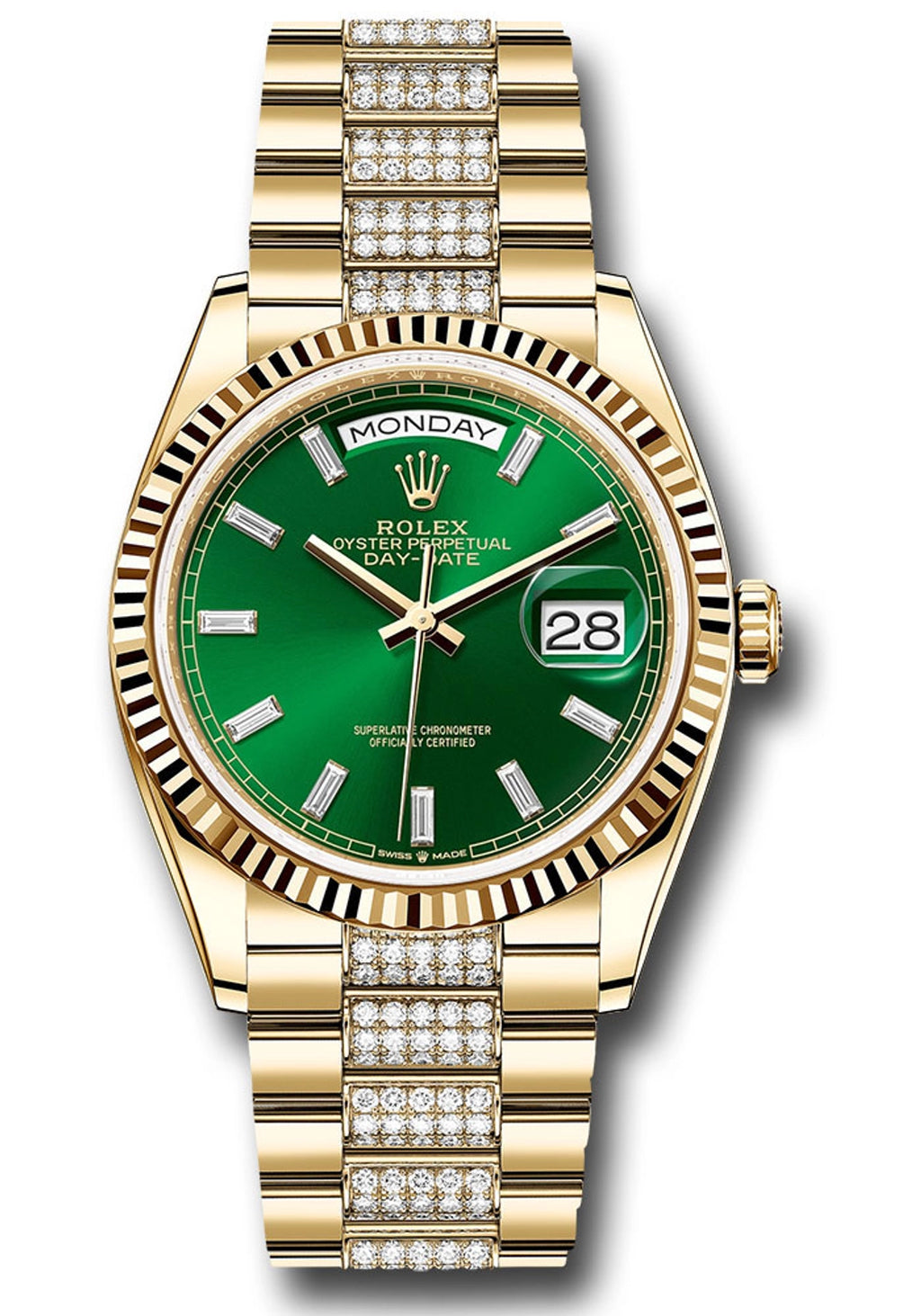 Rolex Day-Date 36 128238 Green Dial on Diamond President