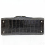 Hermès Kelly 28 Graphite Shiny Porosus Crocodile Palladium Hardware 2002